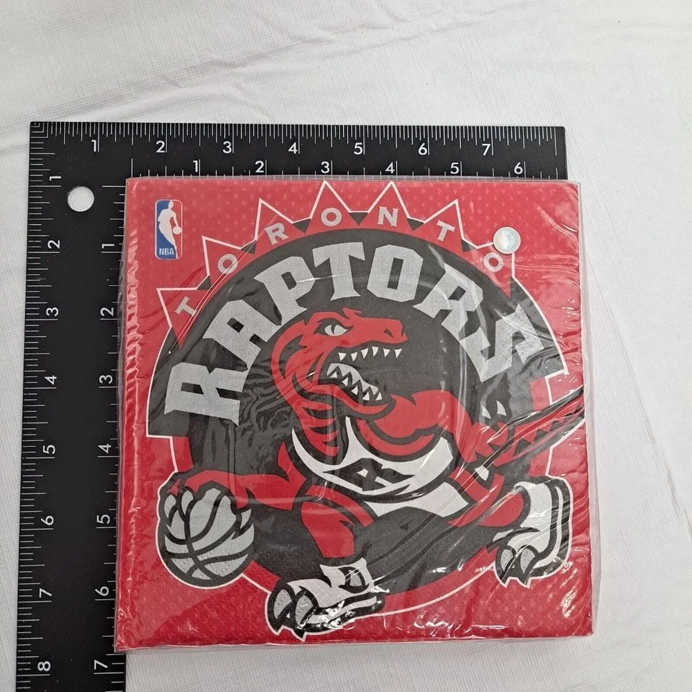 NBA Toronto Raptors Basketball Luncheon Party Napkins Red Black Silver 16 Count